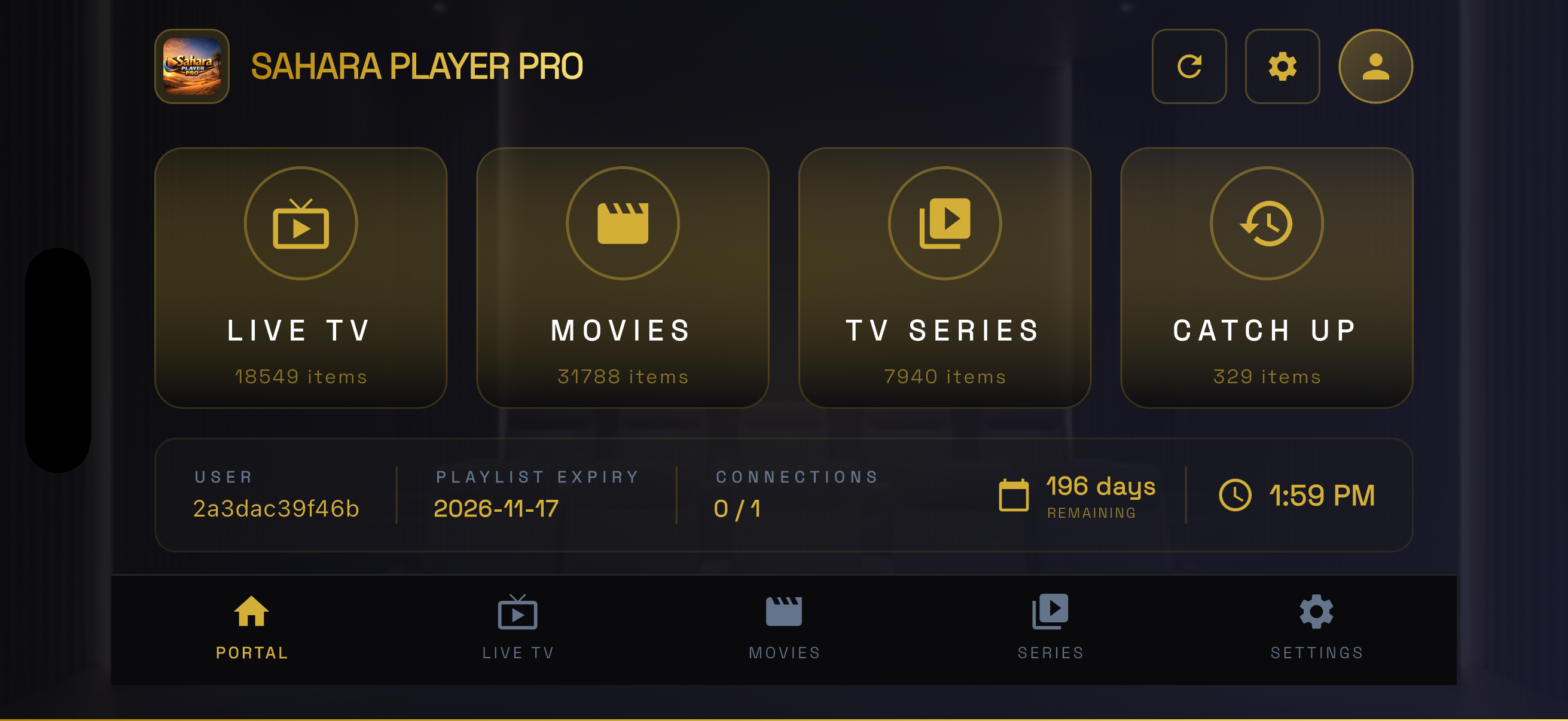 Sahara Player Pro media dashboard interface